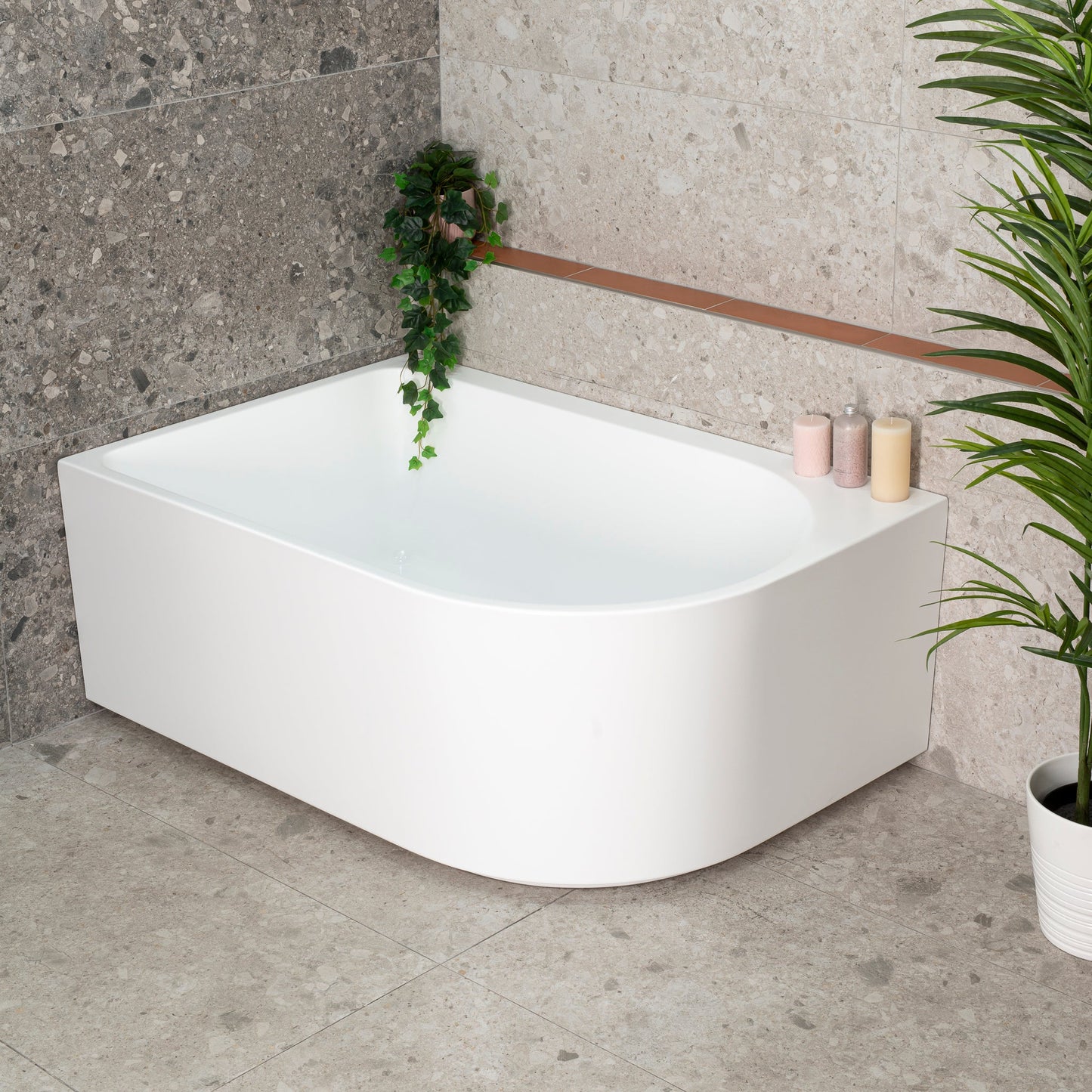 Arco Plus 1400mm Left Corner Bath, Matte White