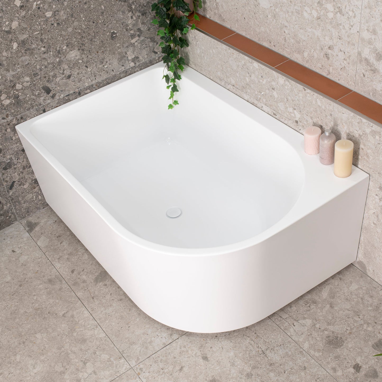 Arco Plus 1400mm Left Corner Bath, Matte White
