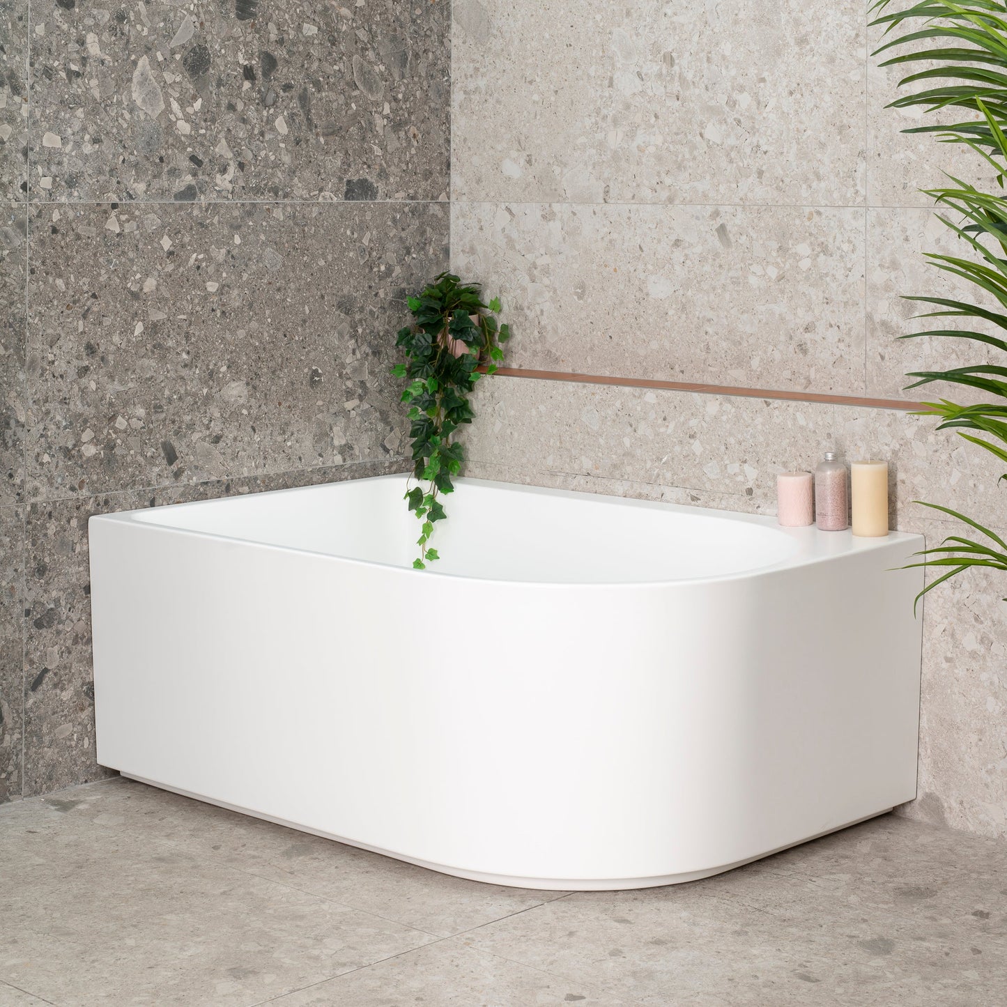 Arco Plus 1400mm Left Corner Bath, Matte White