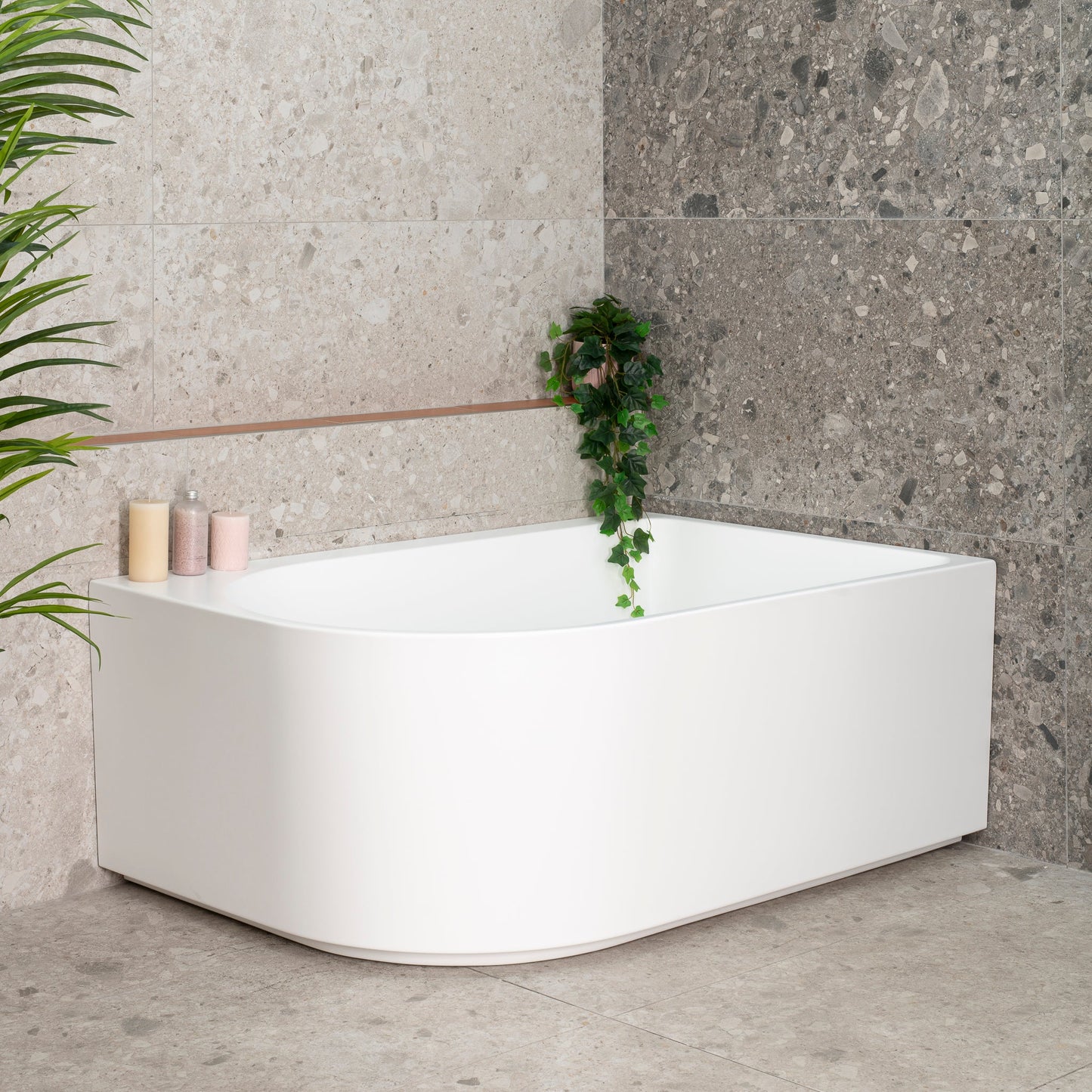 Arco Plus 1400mm Right Corner Bath, Matte White