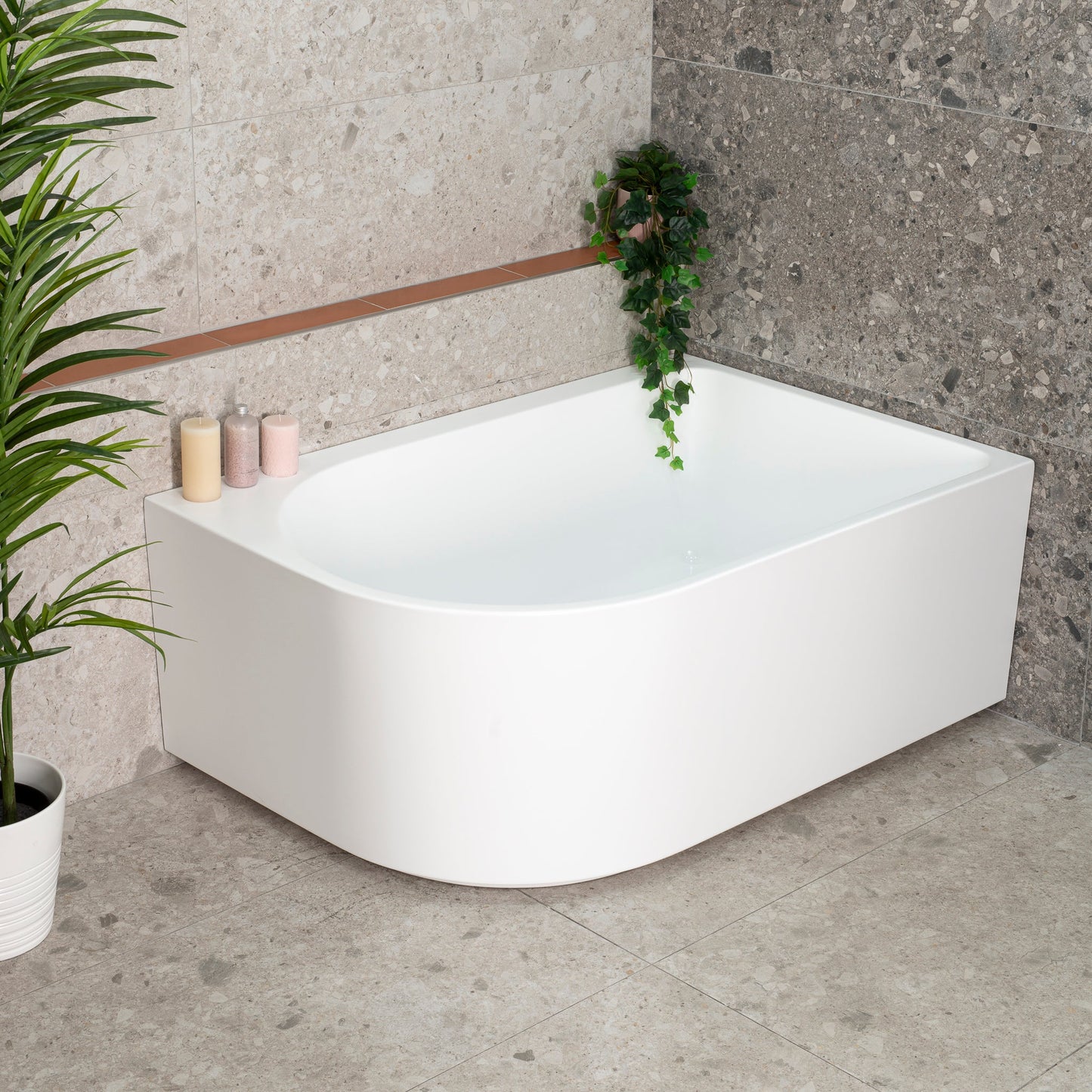 Arco Plus 1400mm Right Corner Bath, Matte White