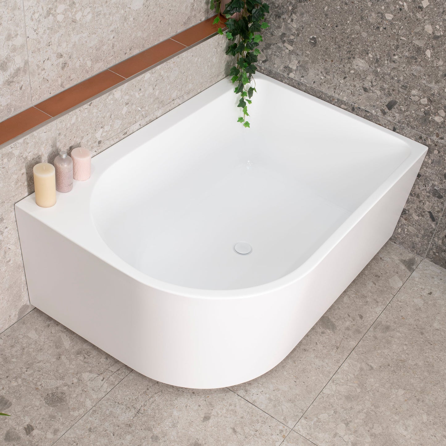 Arco Plus 1400mm Right Corner Bath, Matte White