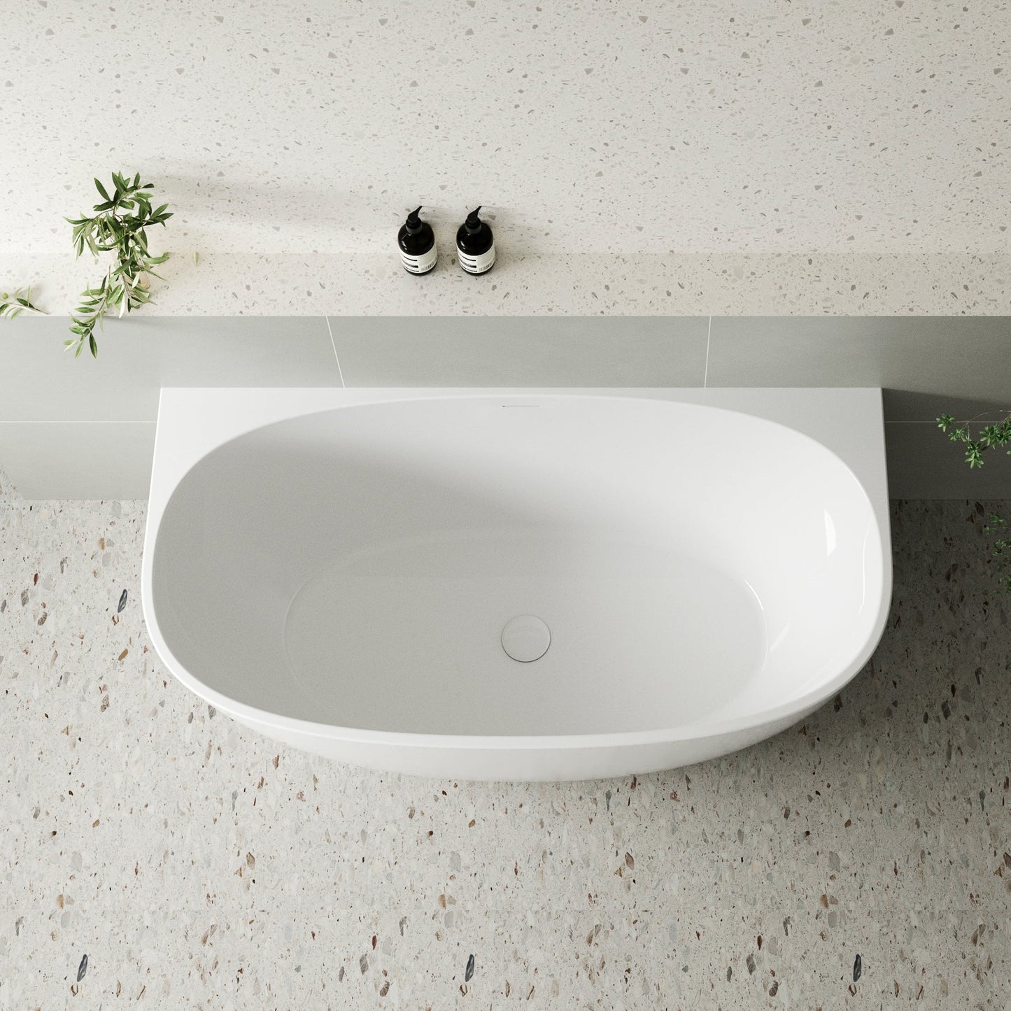 Byron Egg 1400mm Back to Wall Freestanding Bath, Gloss White