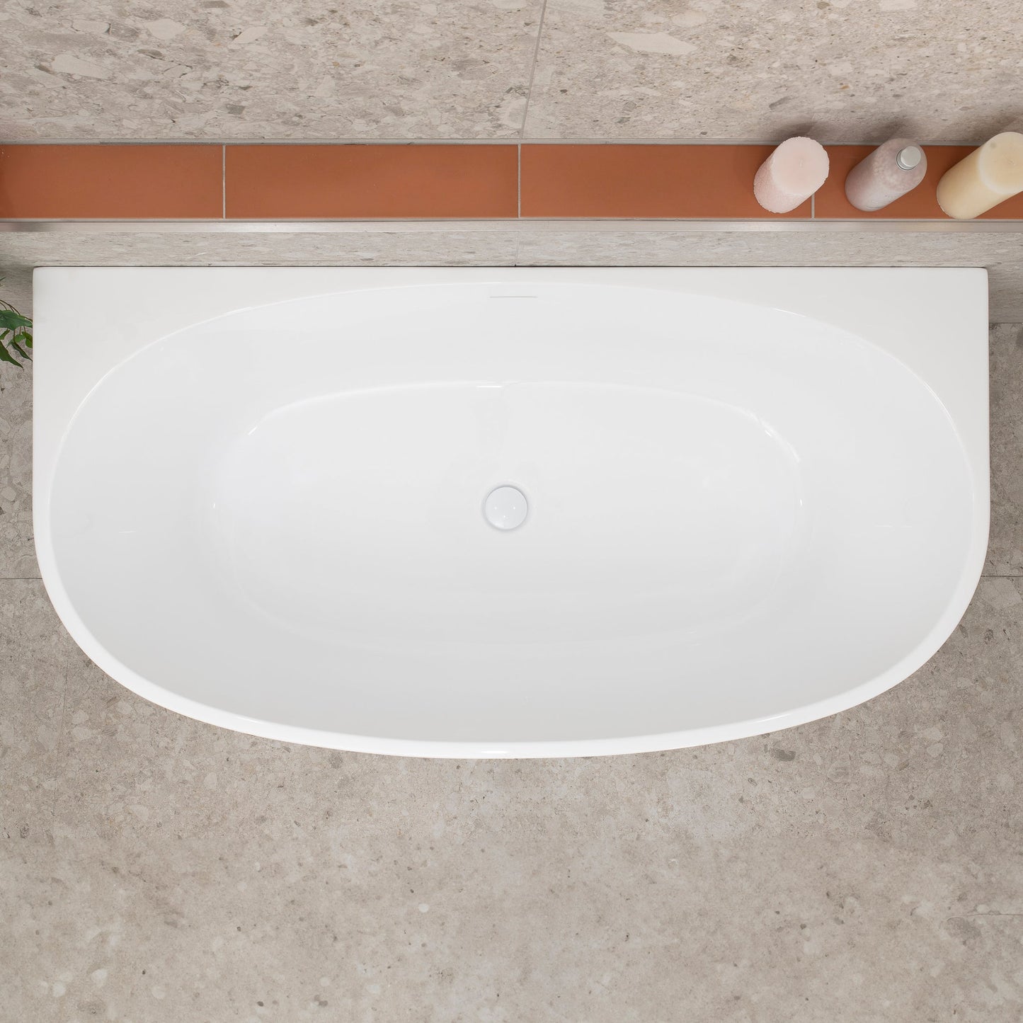Byron Egg 1400mm Back to Wall Freestanding Bath, Gloss White