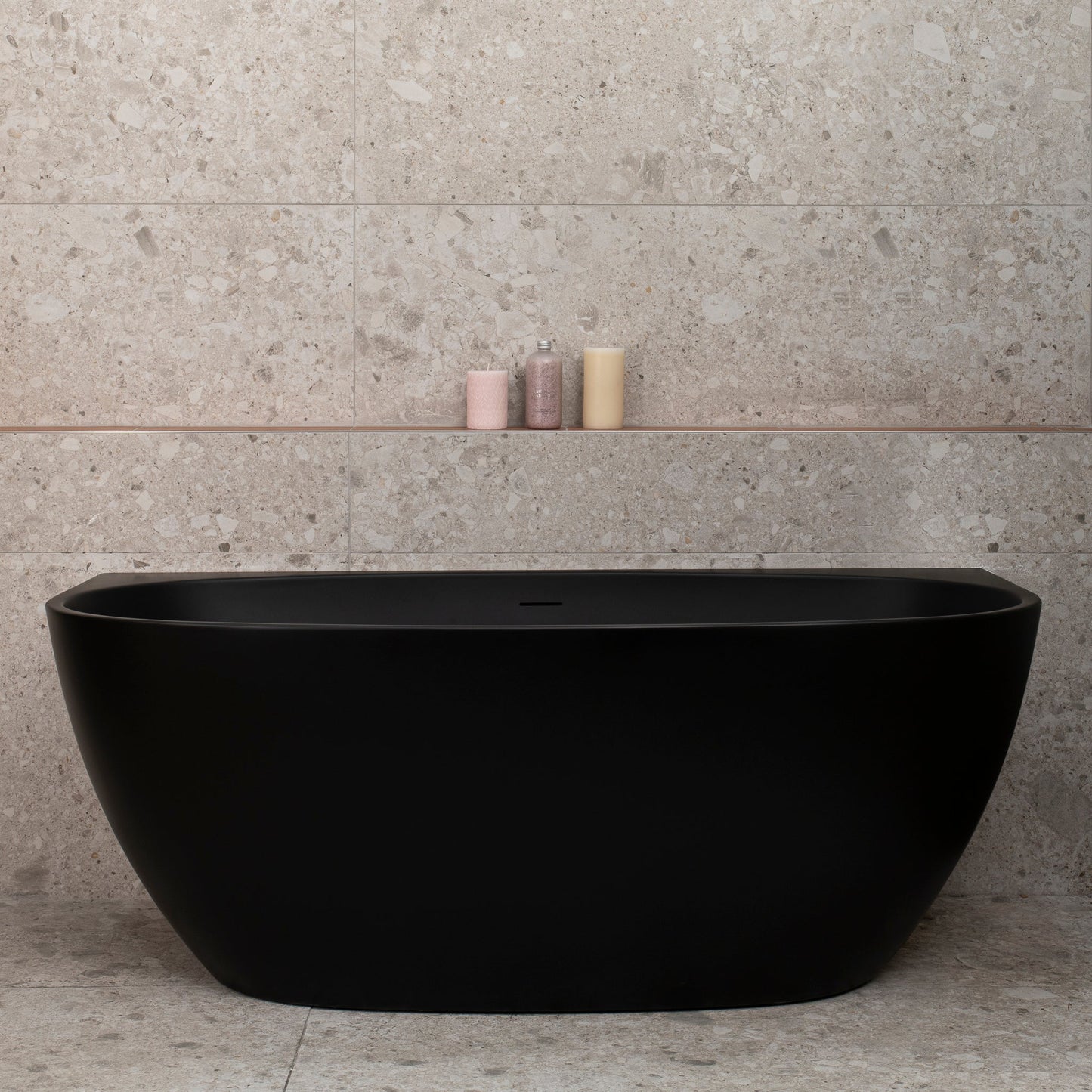 Byron Egg 1500mm Back to Wall Freestanding Bath, Matte Black