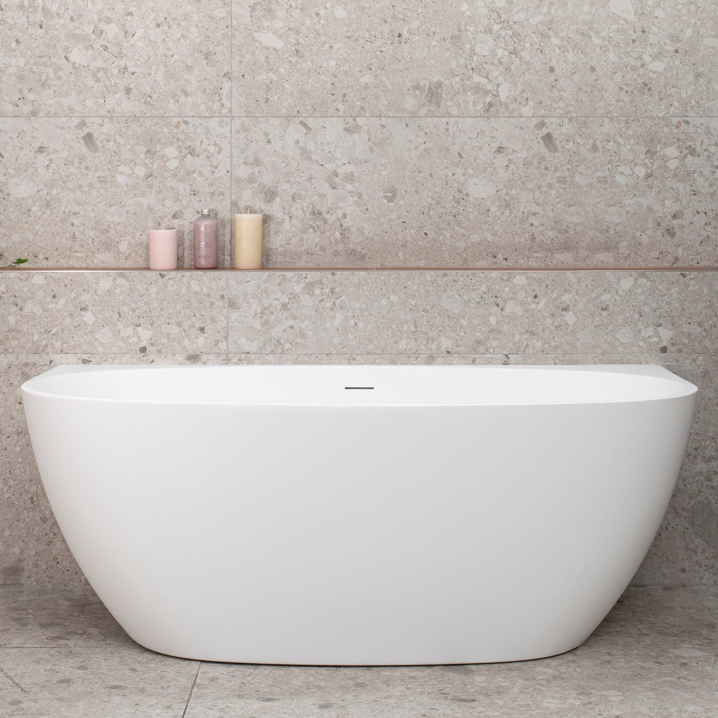 Byron Egg 1500mm Back to Wall Freestanding Bath, Matte White