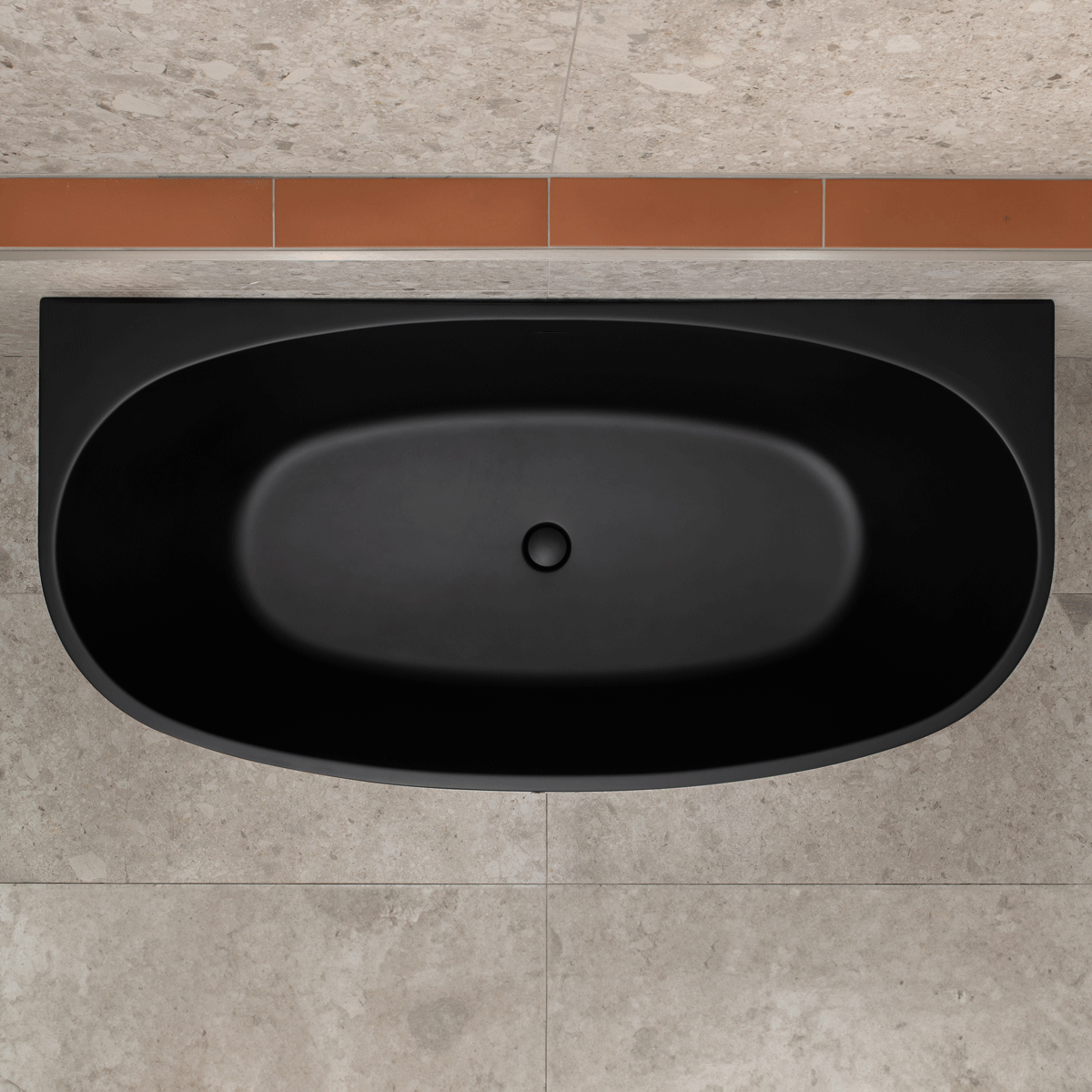 Byron Egg 1600mm Back to Wall Freestanding Bath, Matte Black
