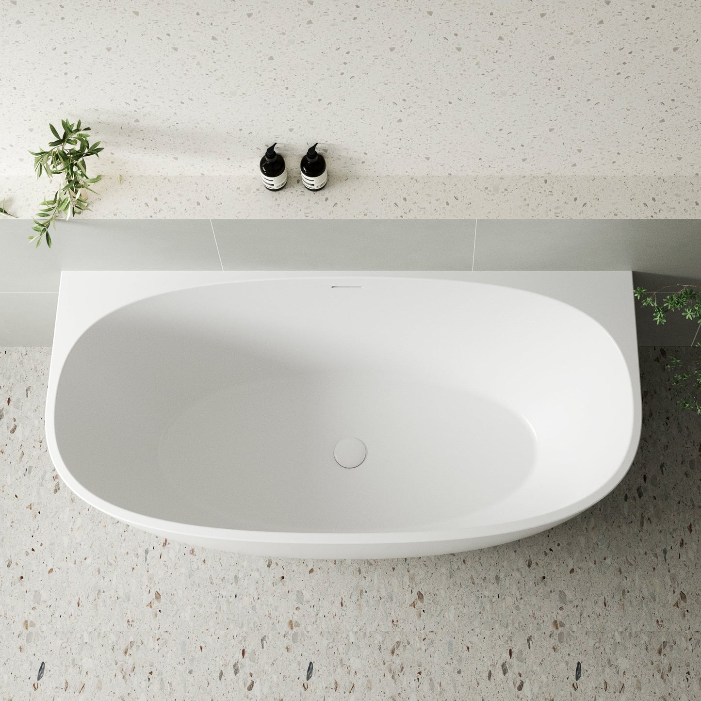 Byron Egg 1600mm Back to Wall Freestanding Bath, Matte White