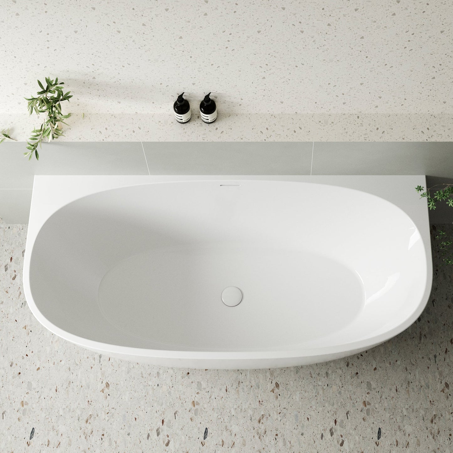 Byron Egg 1700mm Back to Wall Freestanding Bath, Gloss White