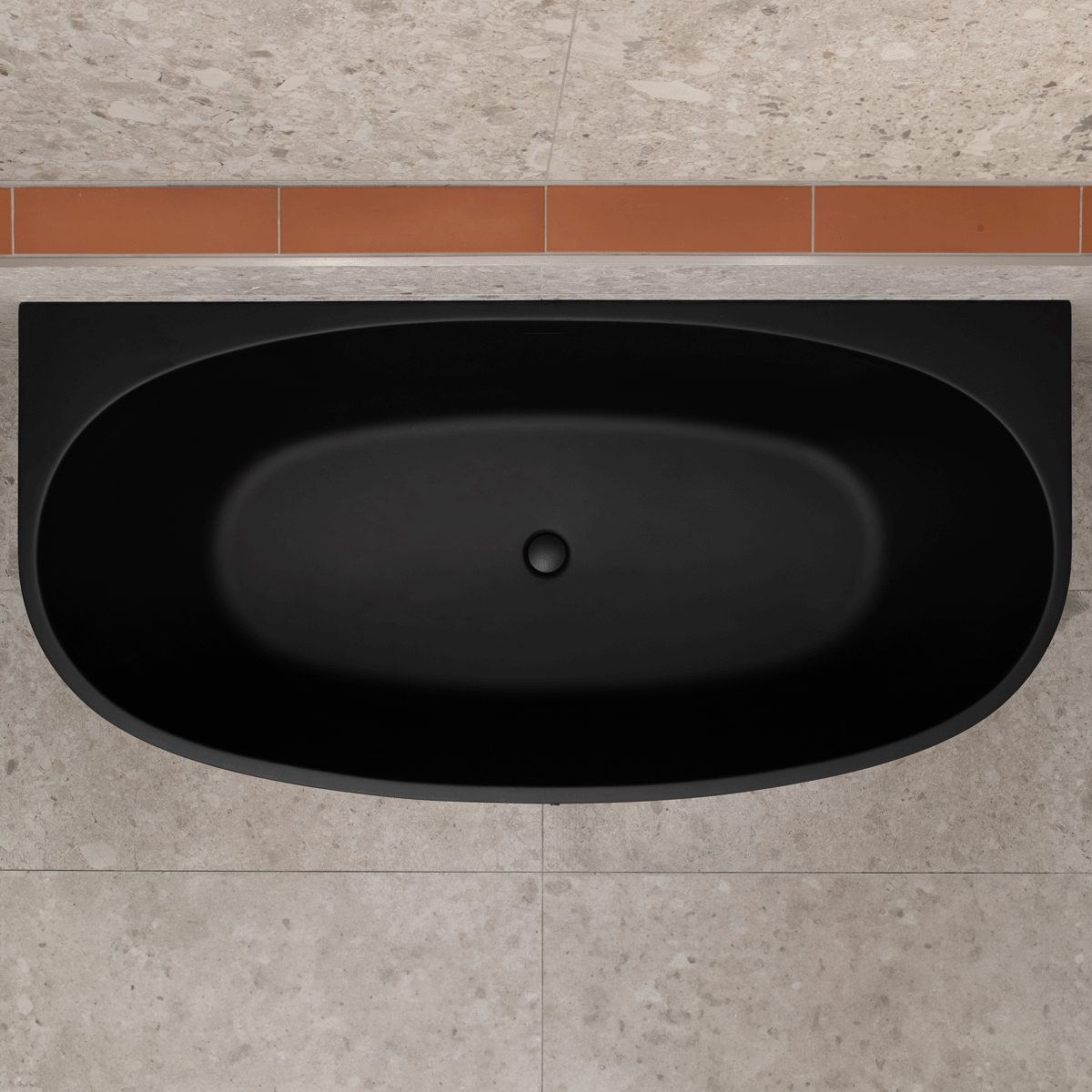 Byron Egg 1700mm Back to Wall Freestanding Bath, Matte Black