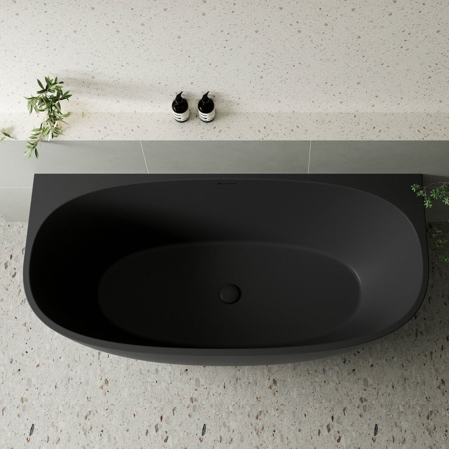 Byron Egg 1700mm Back to Wall Freestanding Bath, Matte Black