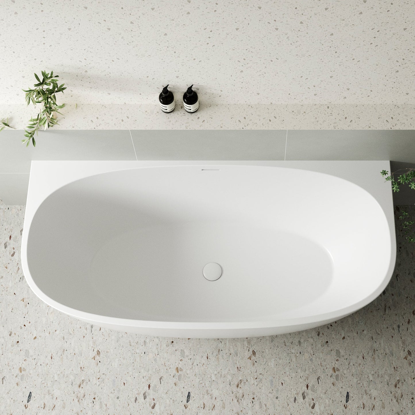 Byron Egg 1700mm Back to Wall Freestanding Bath, Matte White