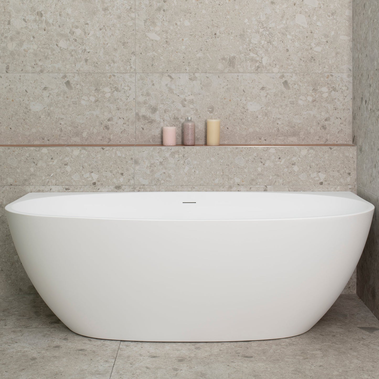 Byron Egg 1700mm Back to Wall Freestanding Bath, Matte White