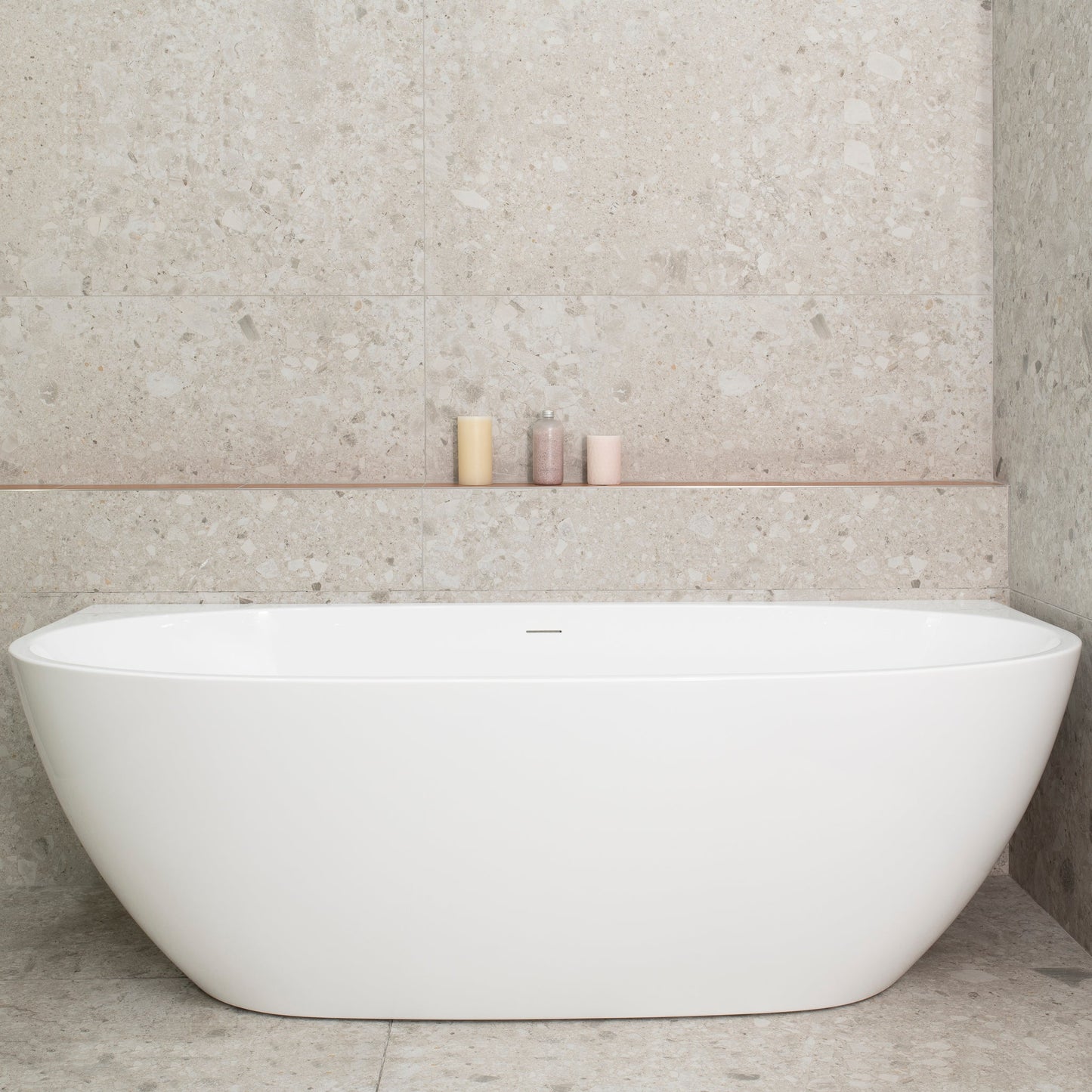Byron Egg 1800mm Back to Wall Freestanding Bath, Gloss White