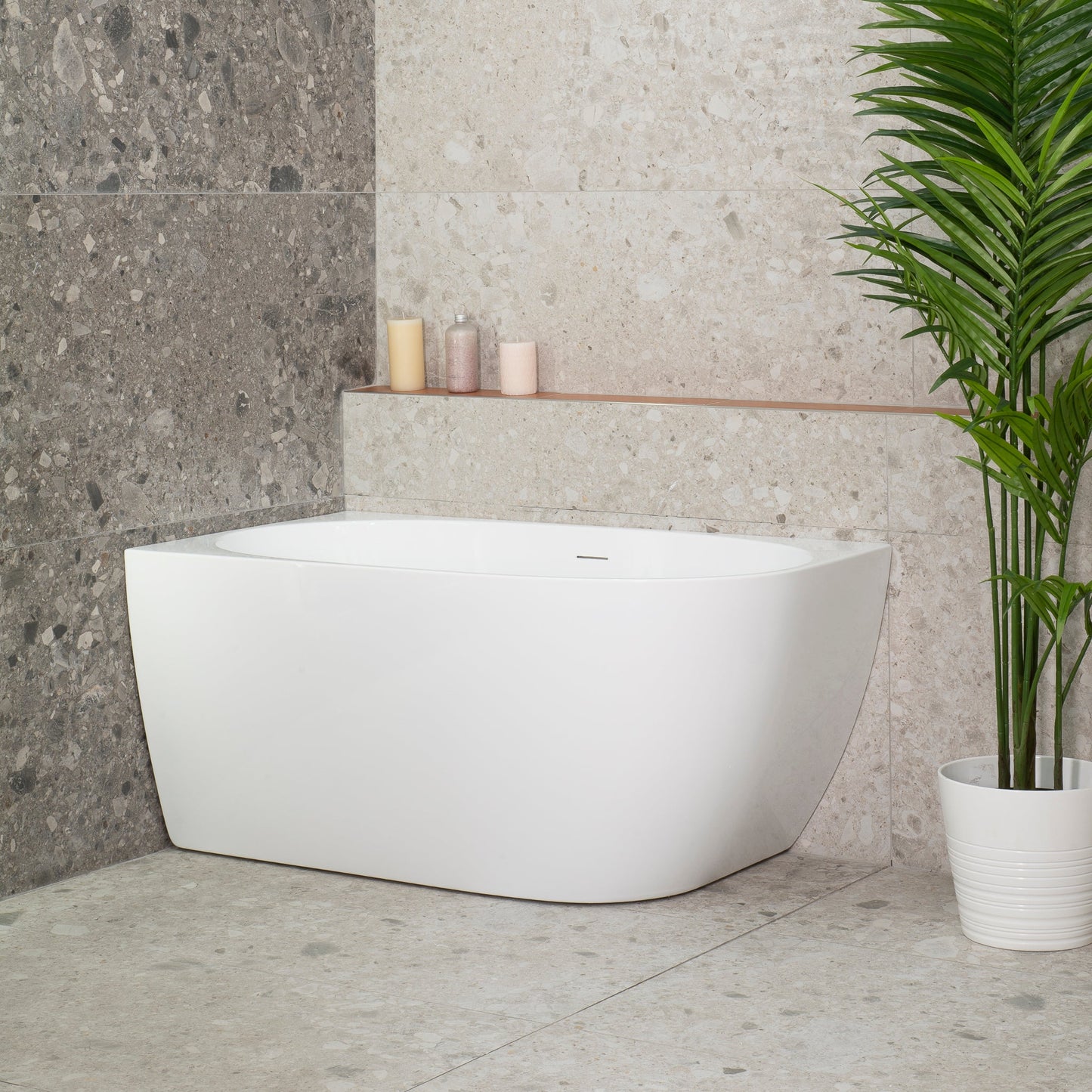 Byron Egg 1200mm Left Corner Freestanding Bath, Gloss White