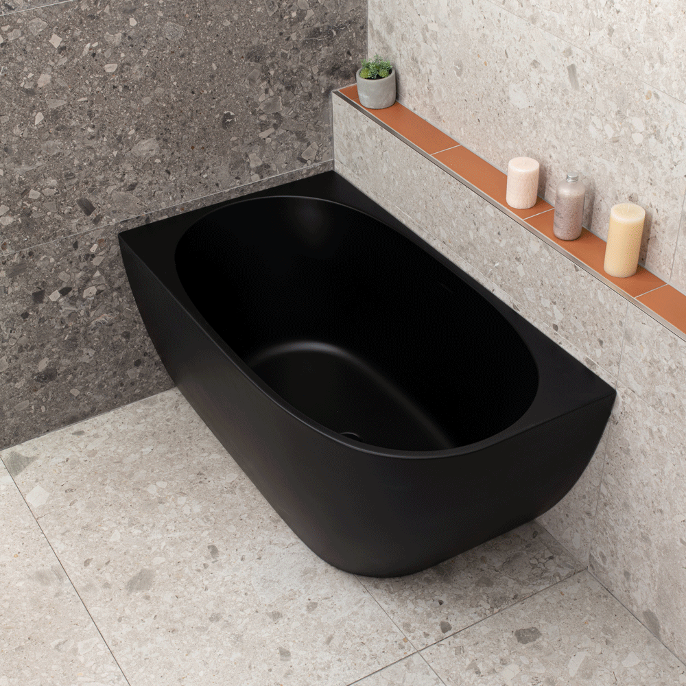 Byron Egg 1200mm Left Corner Freestanding Bath, Matte Black
