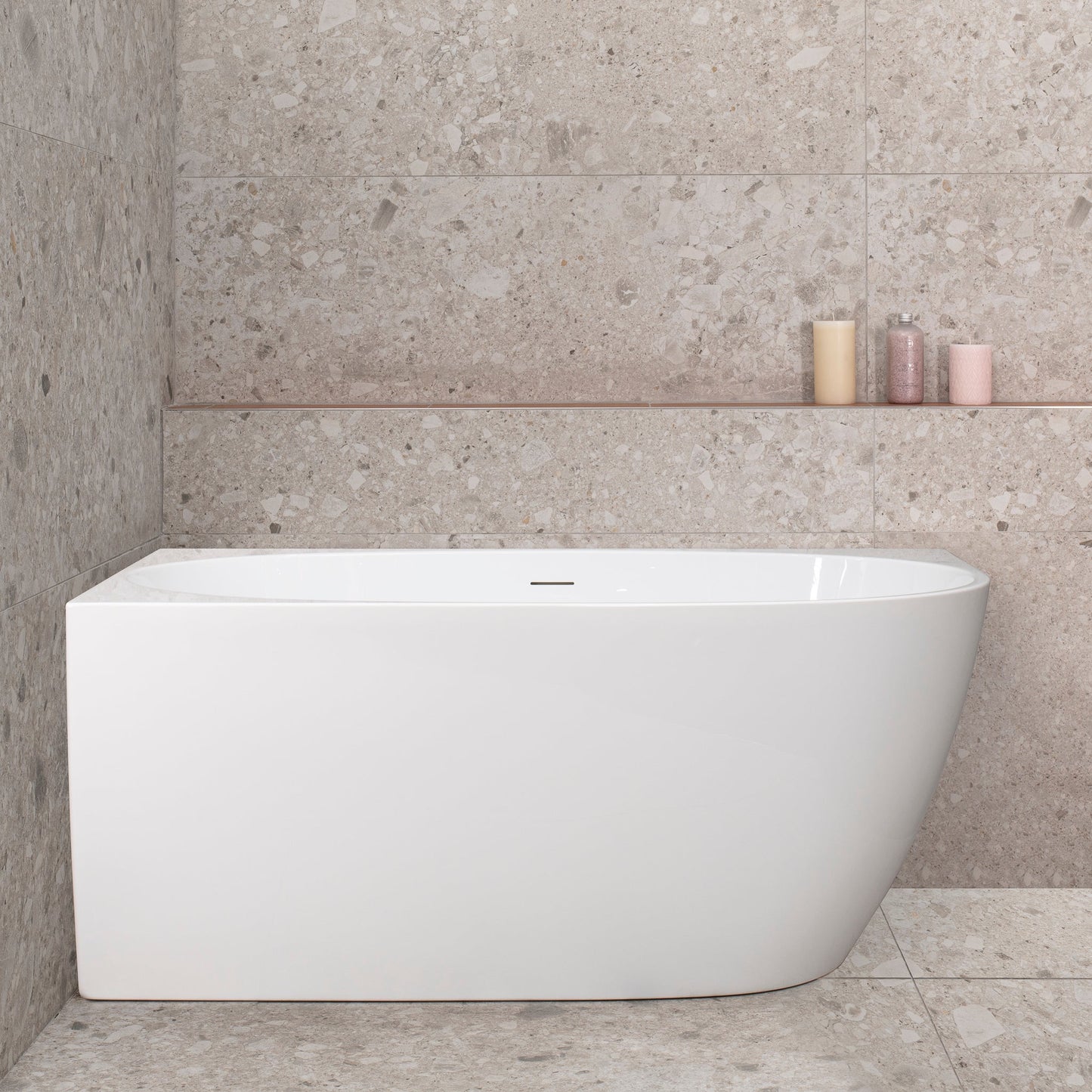 Byron Egg 1300mm Left Corner Freestanding Bath, Gloss White