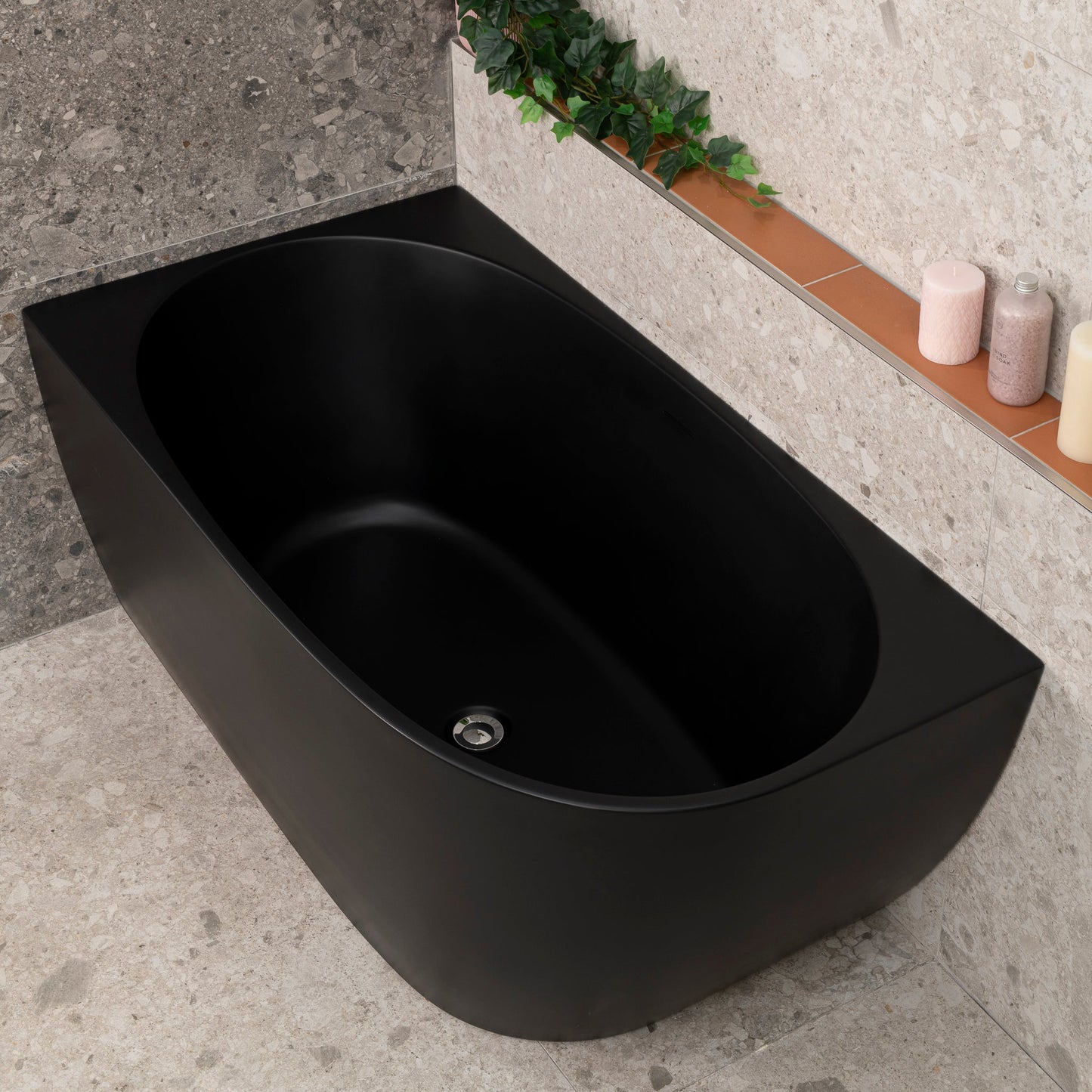 Byron Egg 1300mm Left Corner Freestanding Bath, Matte Black