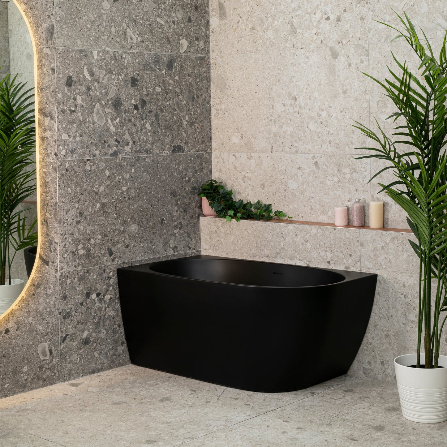 Byron Egg 1300mm Left Corner Freestanding Bath, Matte Black