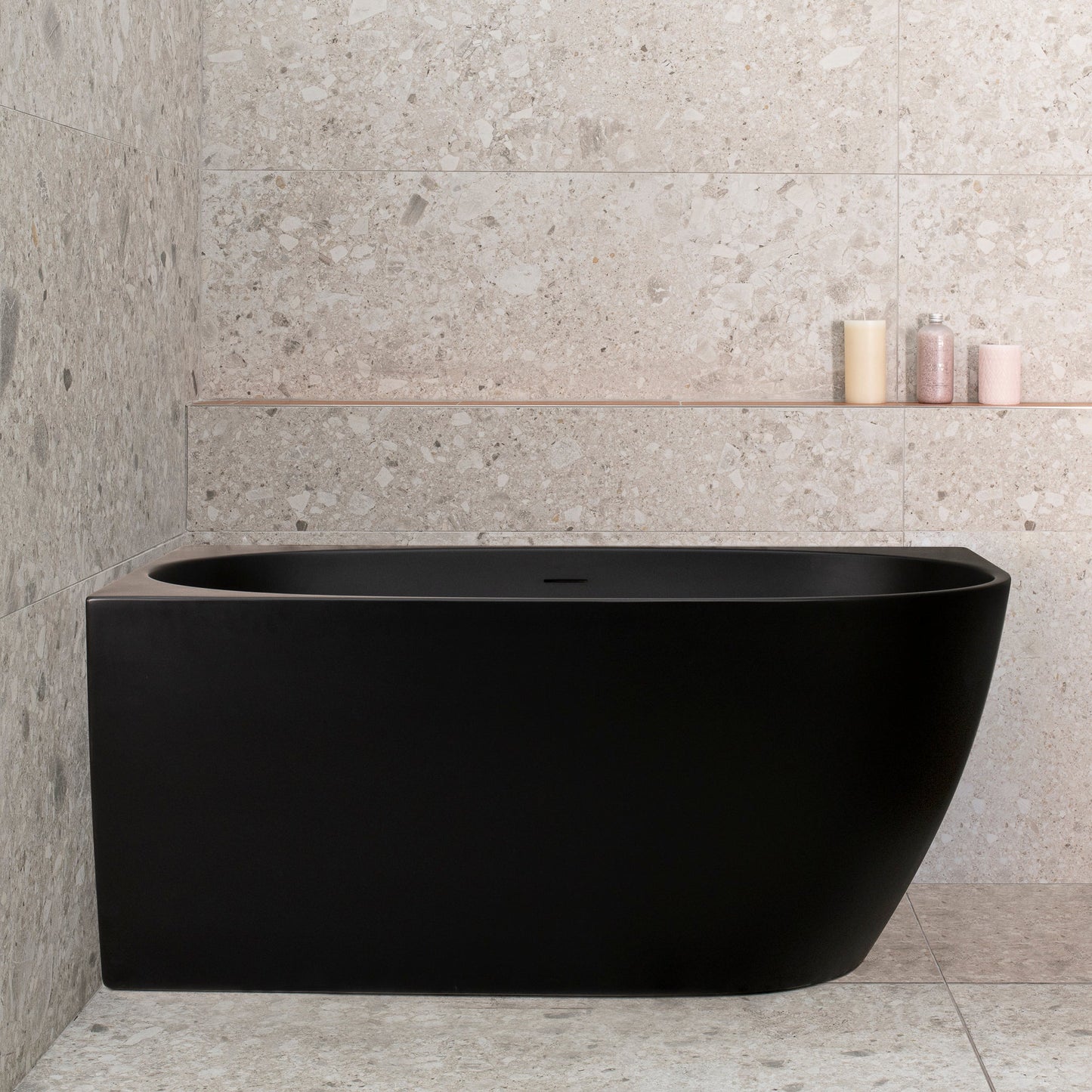 Byron Egg 1300mm Left Corner Freestanding Bath, Matte Black