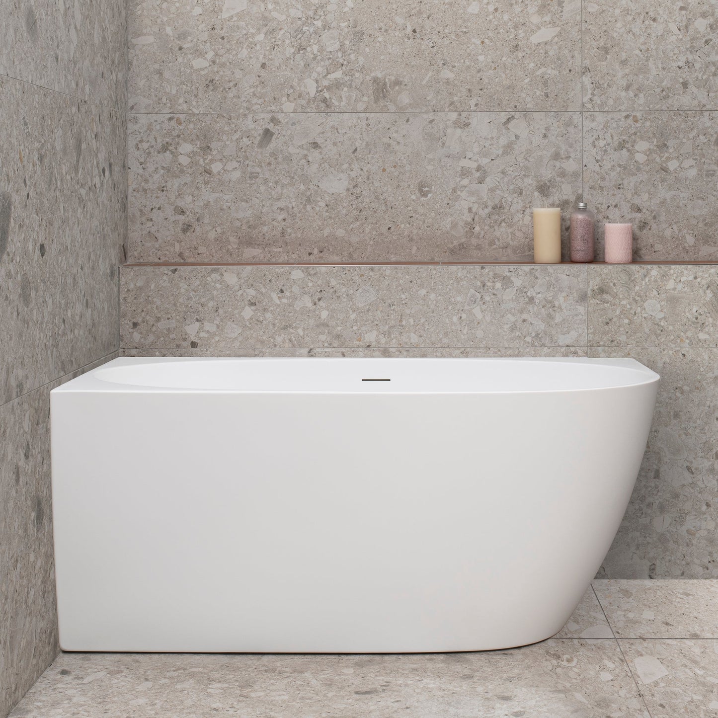 Byron Egg 1300mm Left Corner Freestanding Bath, Matte White