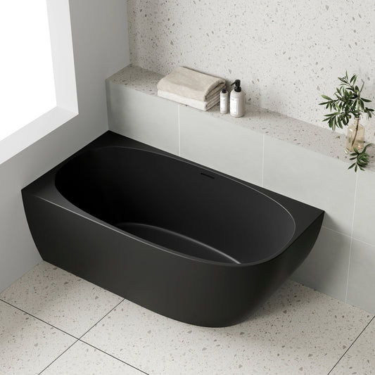 Byron Egg 1400mm Left Corner Freestanding Bath, Matte Black