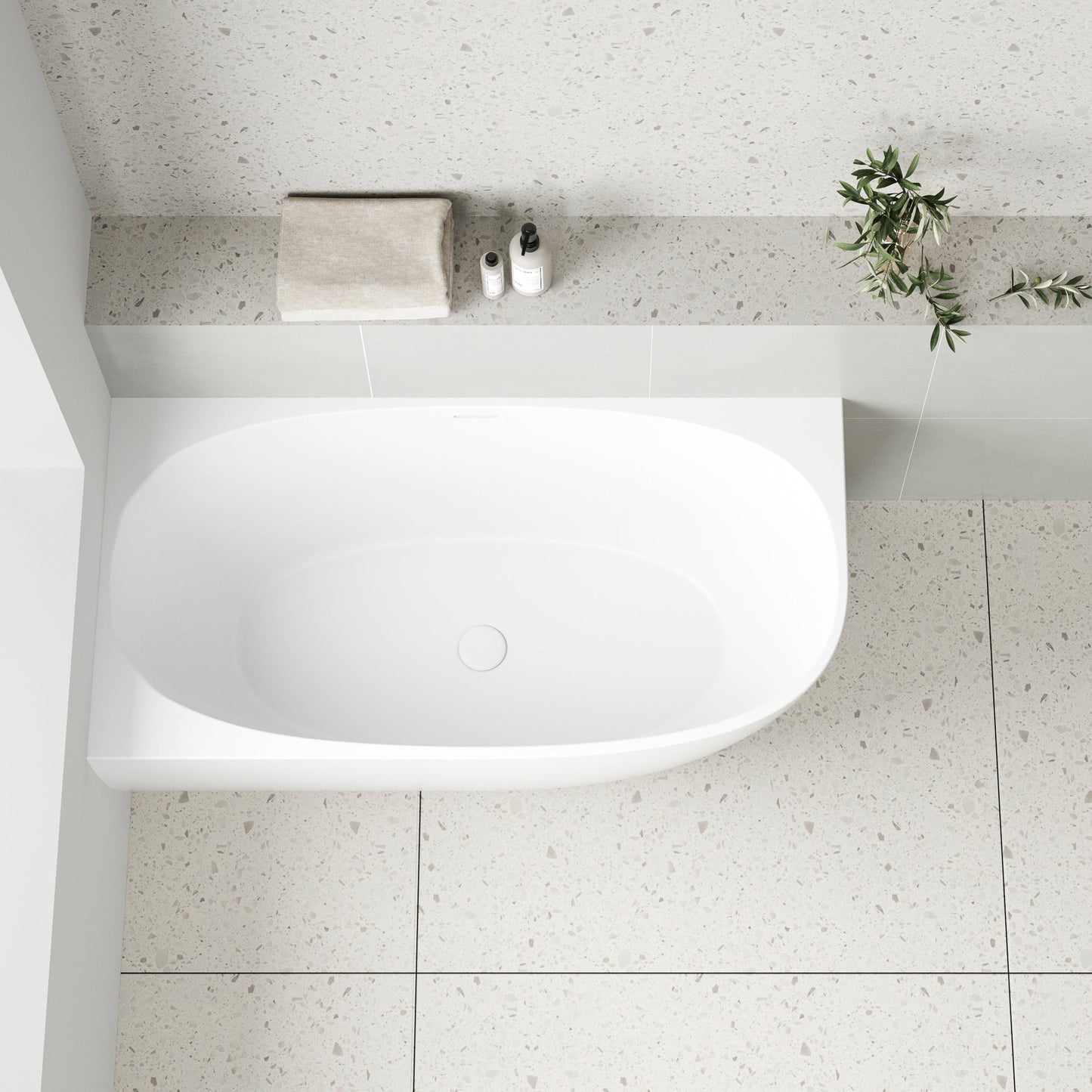 Byron Egg 1400mm Left Corner Freestanding Bath, Matte White