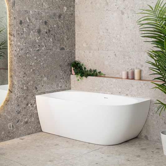 Byron Egg 1500mm Left Corner Freestanding Bath, Gloss White