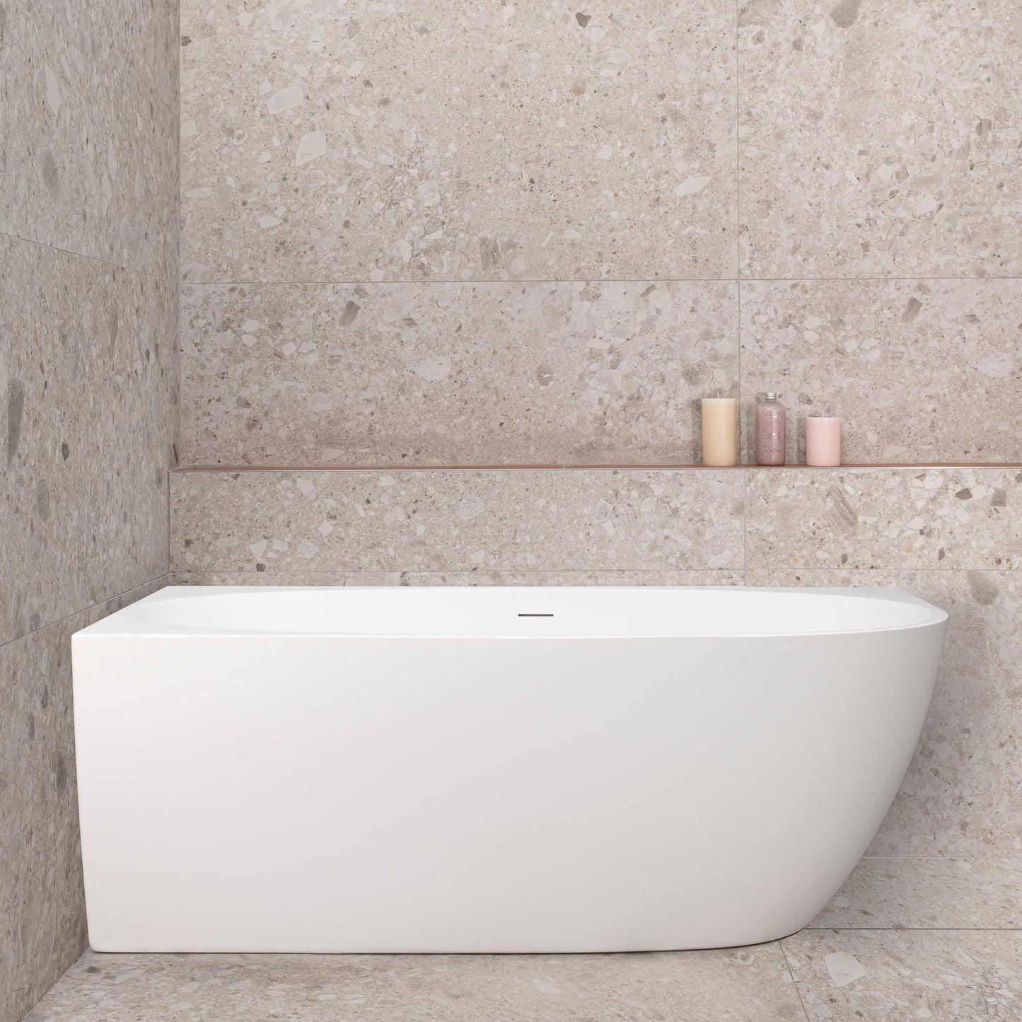 Byron Egg 1500mm Left Corner Freestanding Bath, Gloss White