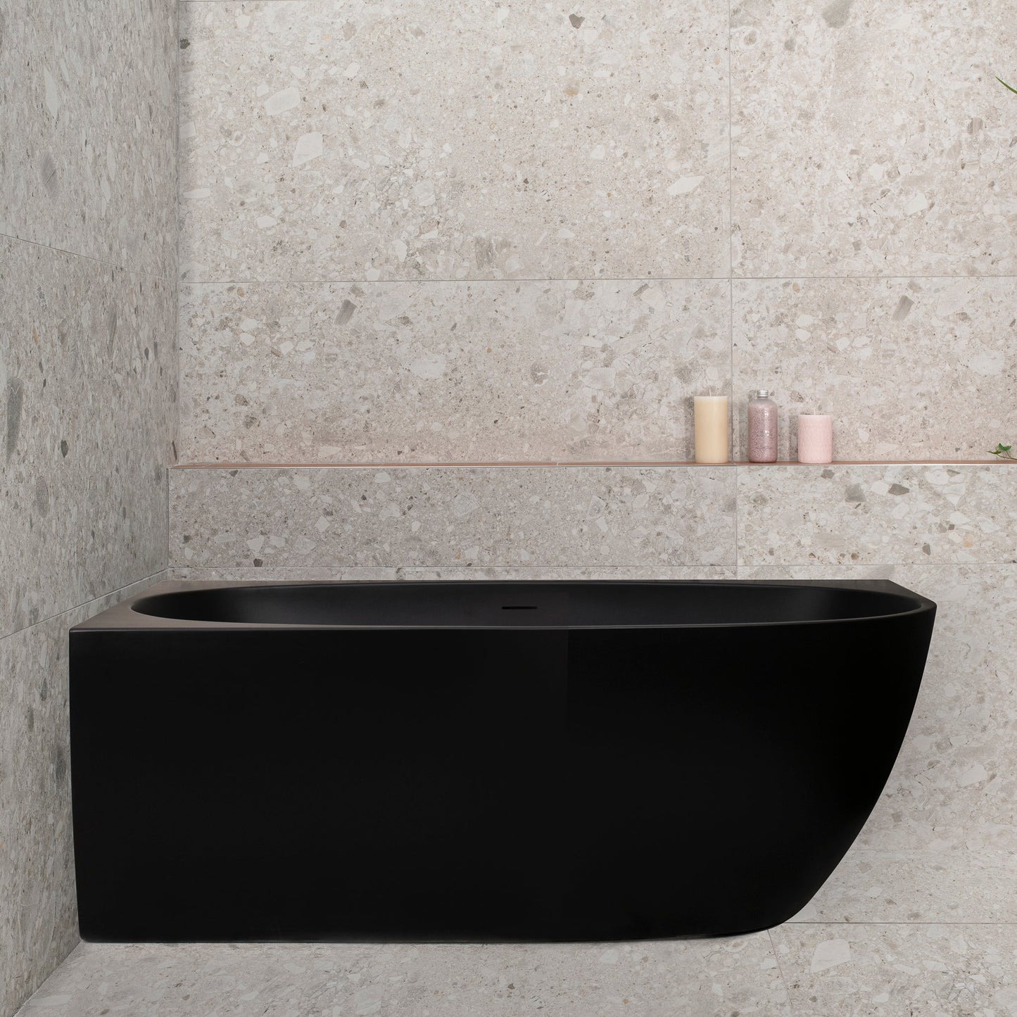 Byron Egg 1500mm Left Corner Freestanding Bath, Matte Black