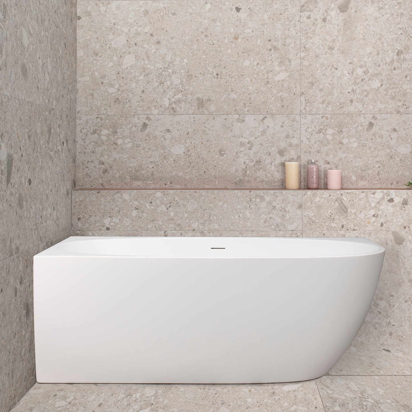 Byron Egg 1500mm Left Corner Freestanding Bath, Matte White