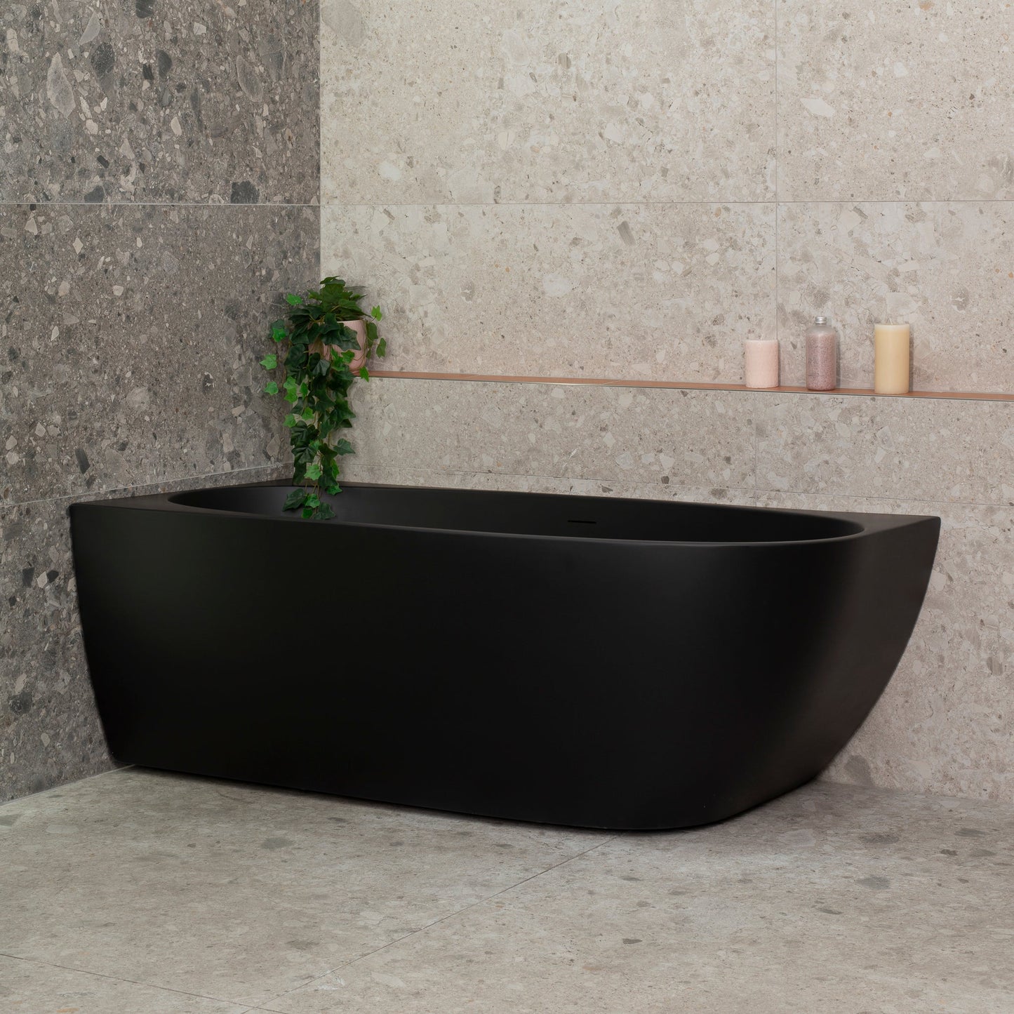 Byron Egg 1600mm Left Corner Freestanding Bath, Matte Black