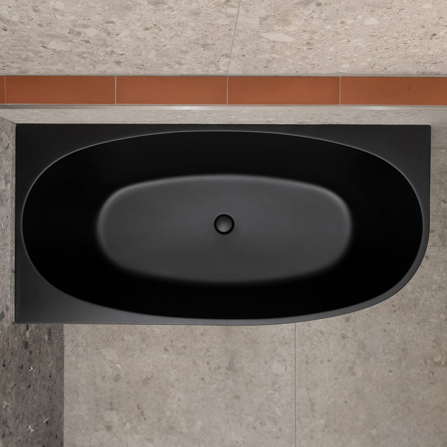 Byron Egg 1600mm Left Corner Freestanding Bath, Matte Black