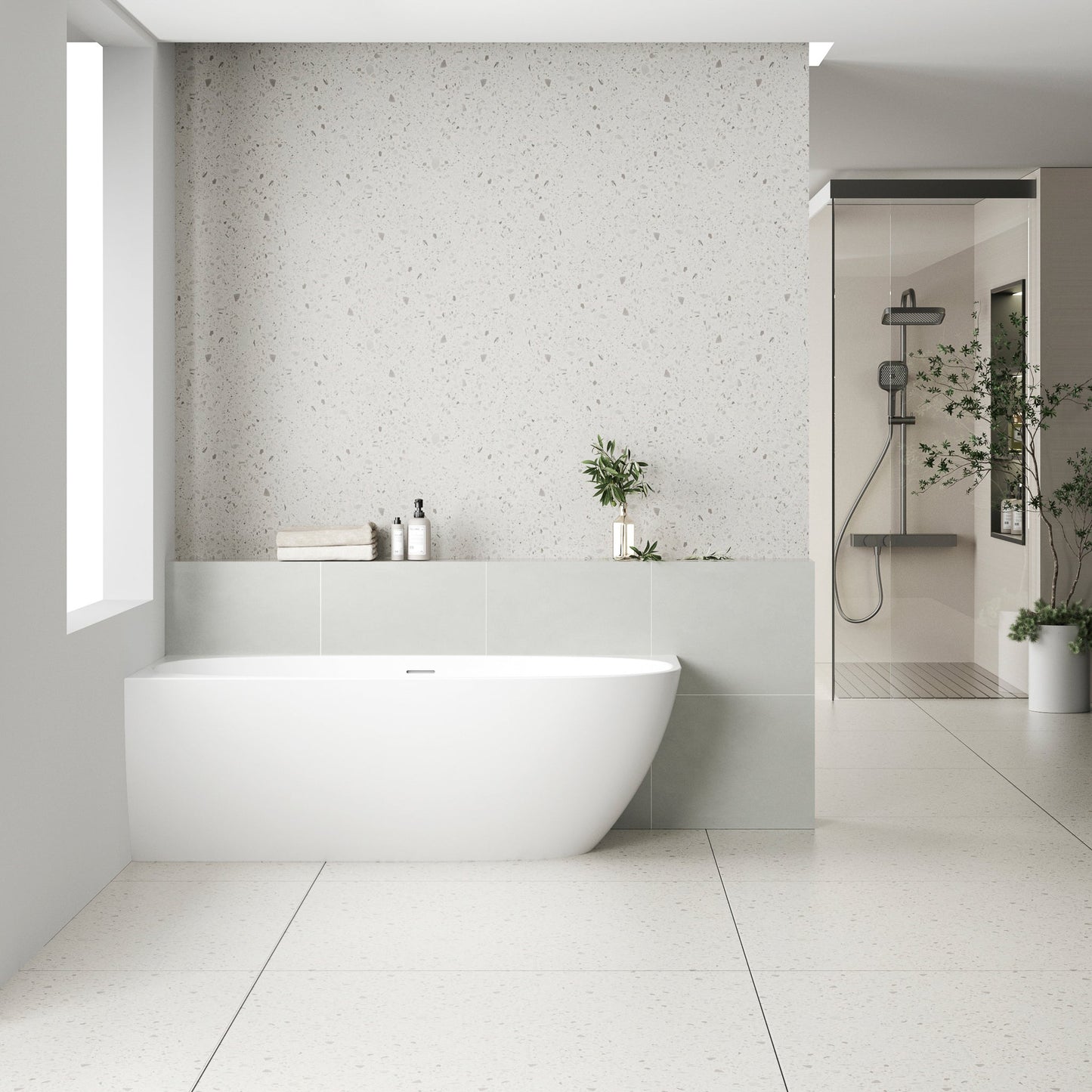 Byron Egg 1600mm Left Corner Freestanding Bath, Matte White