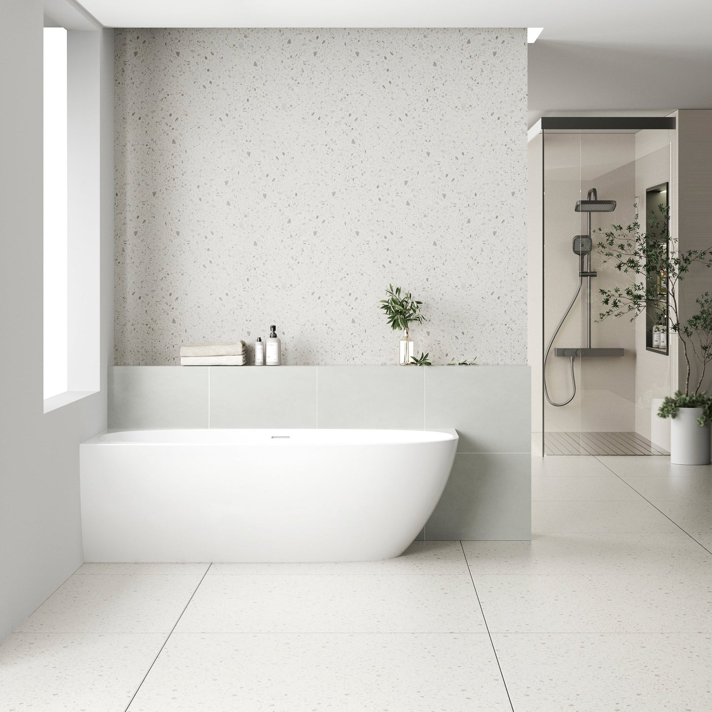 Byron Egg 1700mm Left Corner Freestanding Bath, Gloss White