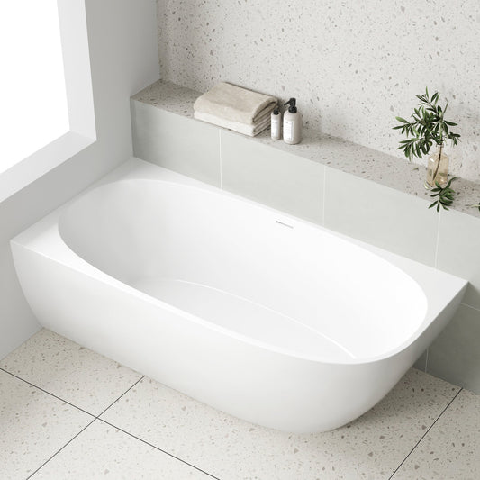 Byron Egg 1700mm Left Corner Freestanding Bath, Gloss White