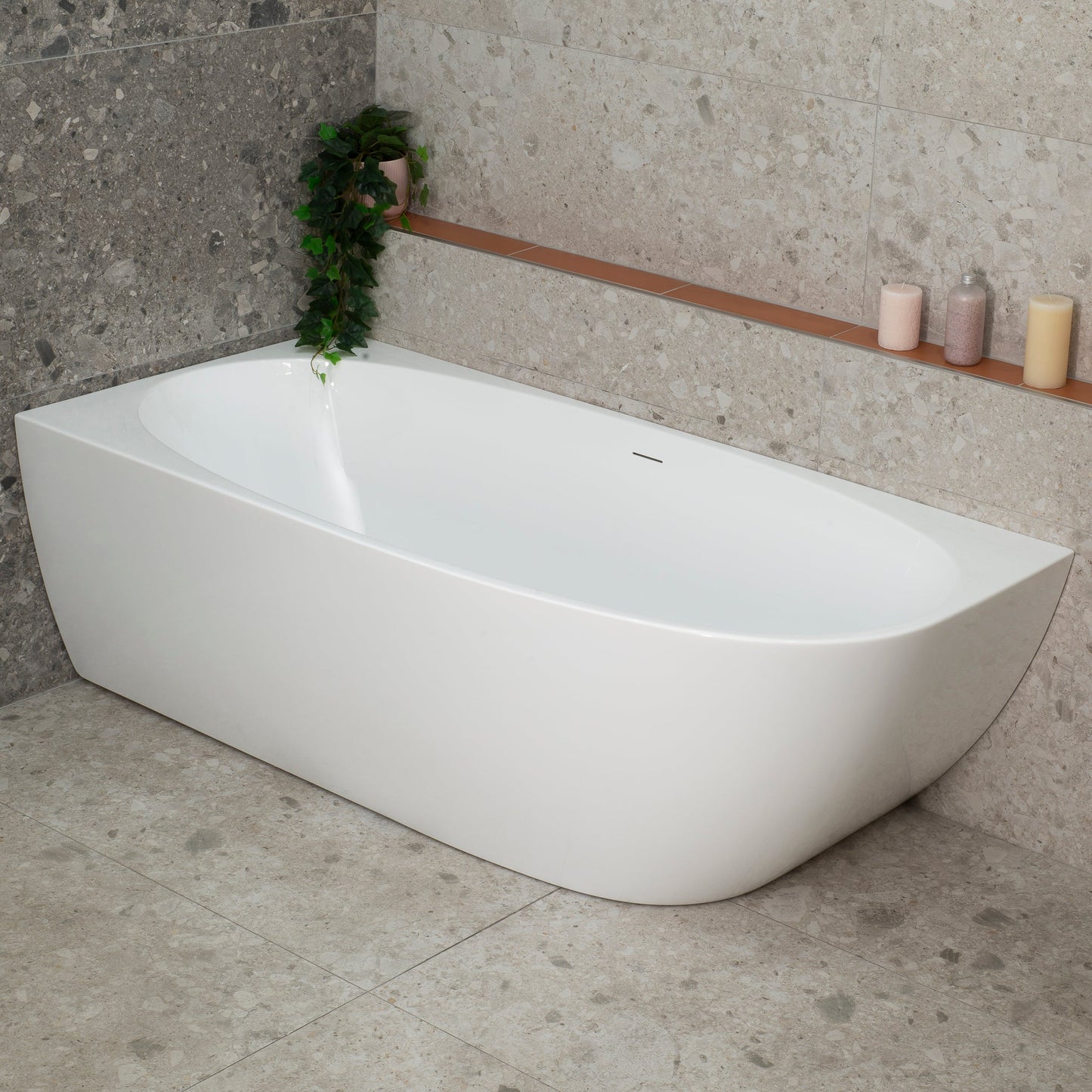 Byron Egg 1700mm Left Corner Freestanding Bath, Gloss White
