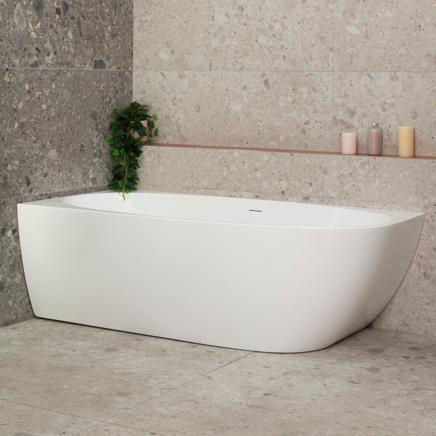 Byron Egg 1700mm Left Corner Freestanding Bath, Gloss White