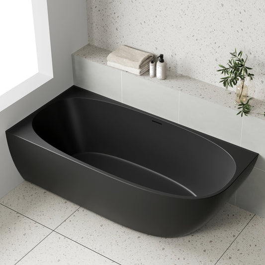 Byron Egg 1700mm Left Corner Freestanding Bath, Matte Black