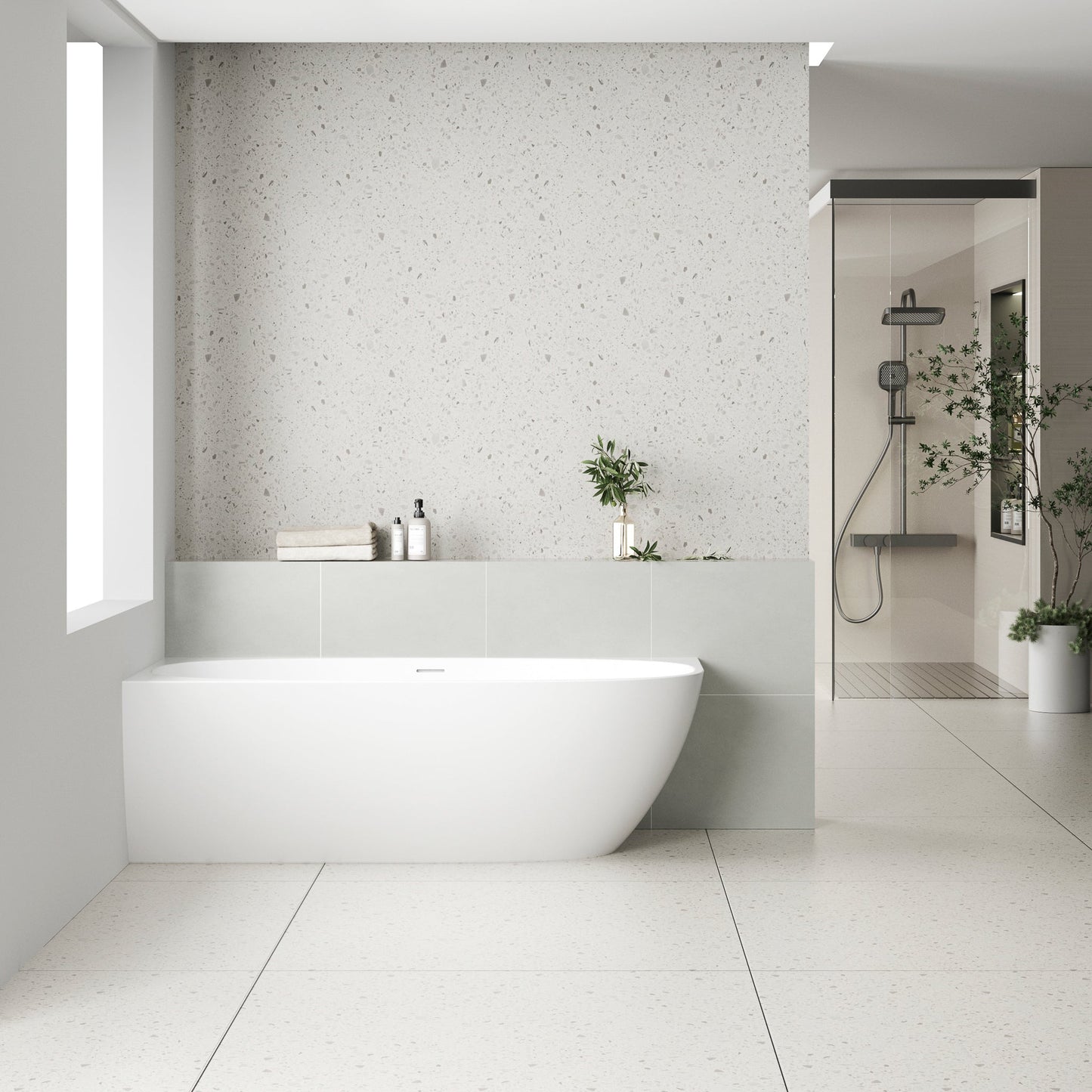 Byron Egg 1700mm Left Corner Freestanding Bath, Matte White