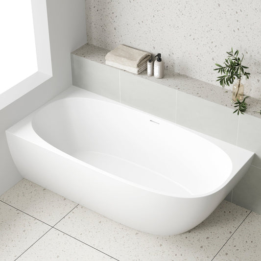 Byron Egg 1700mm Left Corner Freestanding Bath, Matte White