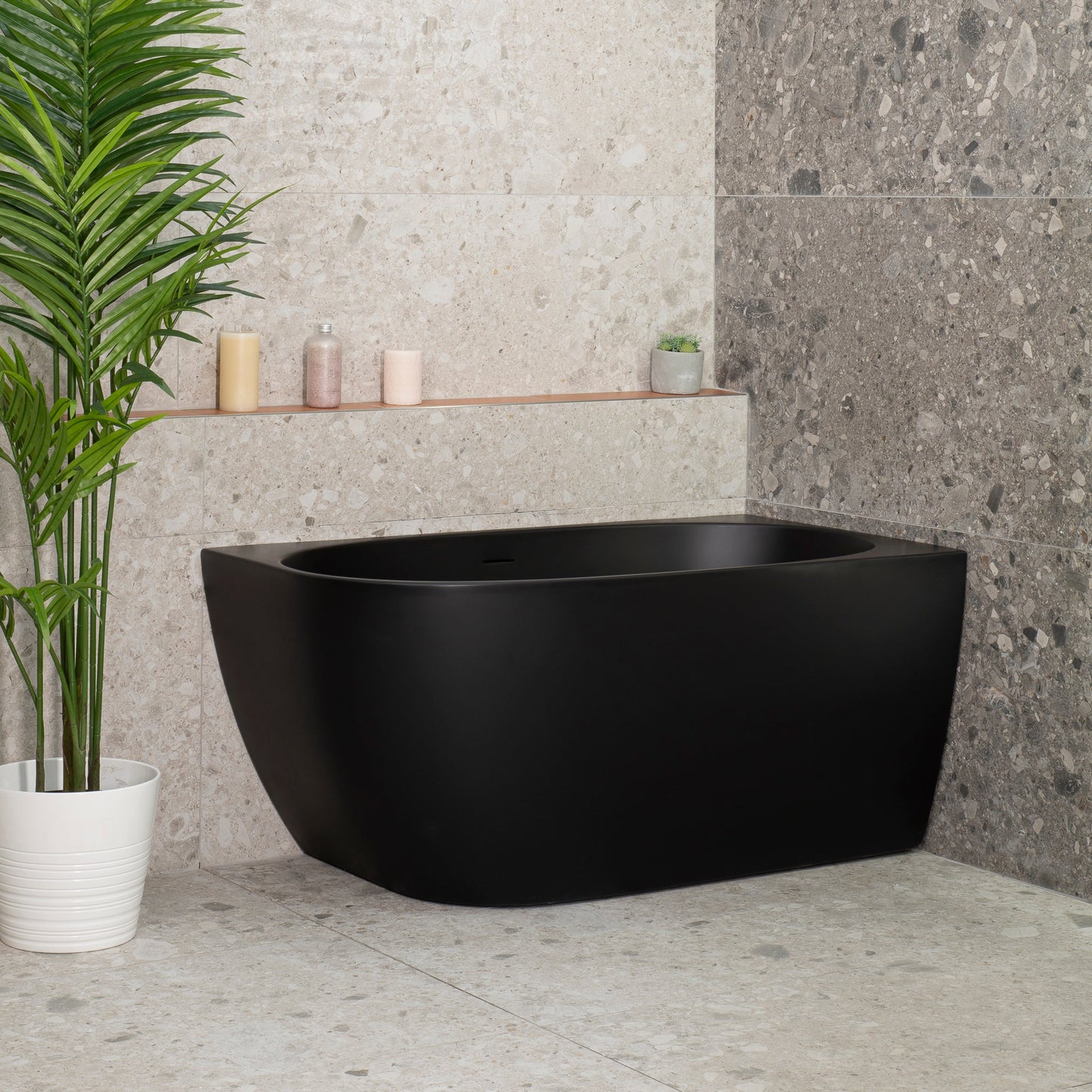 Byron Egg 1200mm Right Corner Freestanding Bath, Matte Black