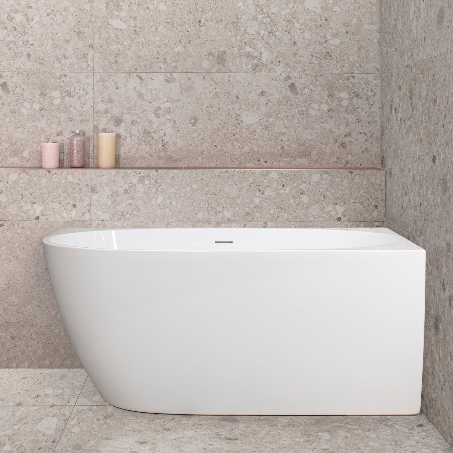 Byron Egg 1300mm Right Corner Freestanding Bath, Gloss White