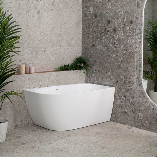 Byron Egg 1300mm Right Corner Freestanding Bath, Matte White