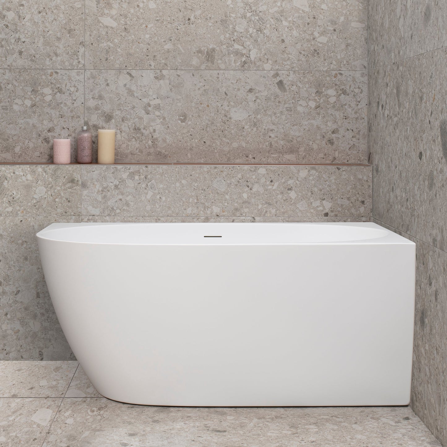 Byron Egg 1300mm Right Corner Freestanding Bath, Matte White