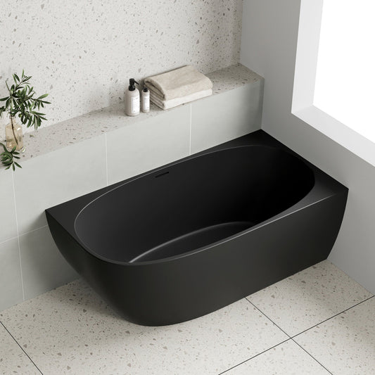 Byron Egg 1400mm Right Corner Freestanding Bath, Matte Black