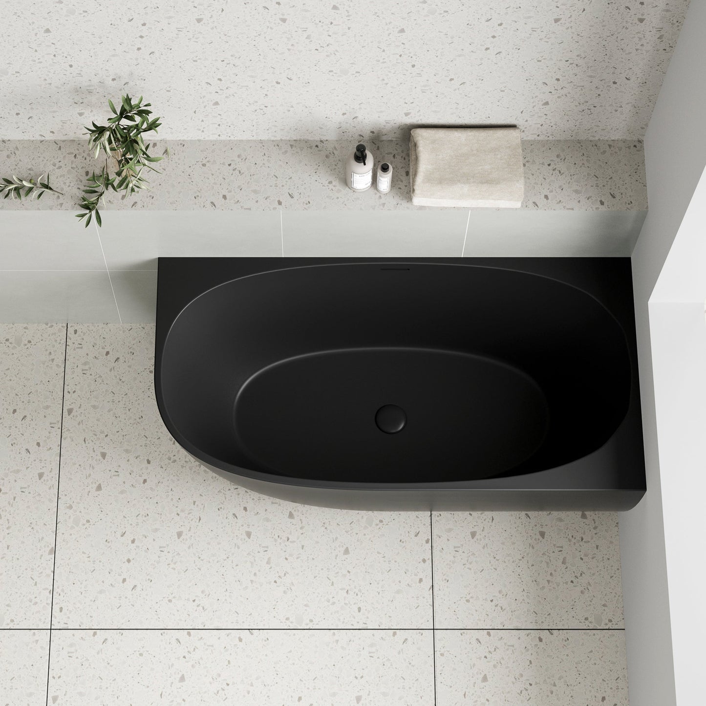 Byron Egg 1400mm Right Corner Freestanding Bath, Matte Black