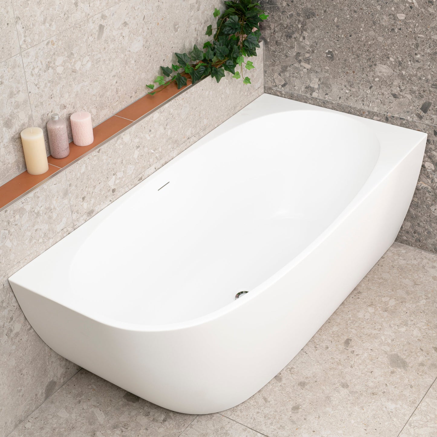 Byron Egg 1500mm Right Corner Freestanding Bath, Matte White