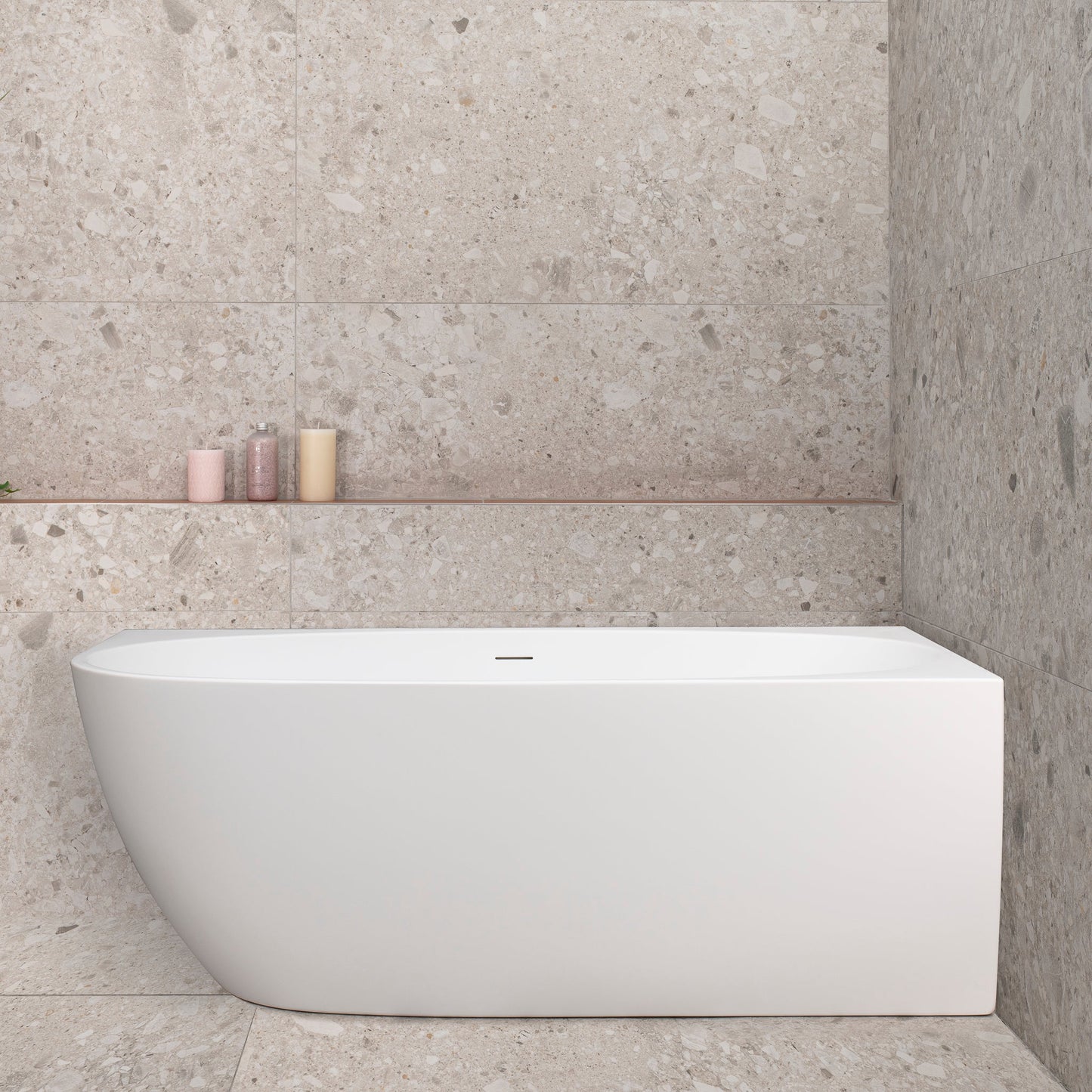 Byron Egg 1500mm Right Corner Freestanding Bath, Matte White