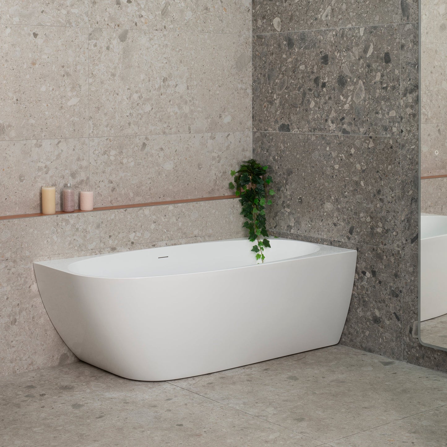 Byron Egg 1600mm Right Corner Freestanding Bath, Gloss White